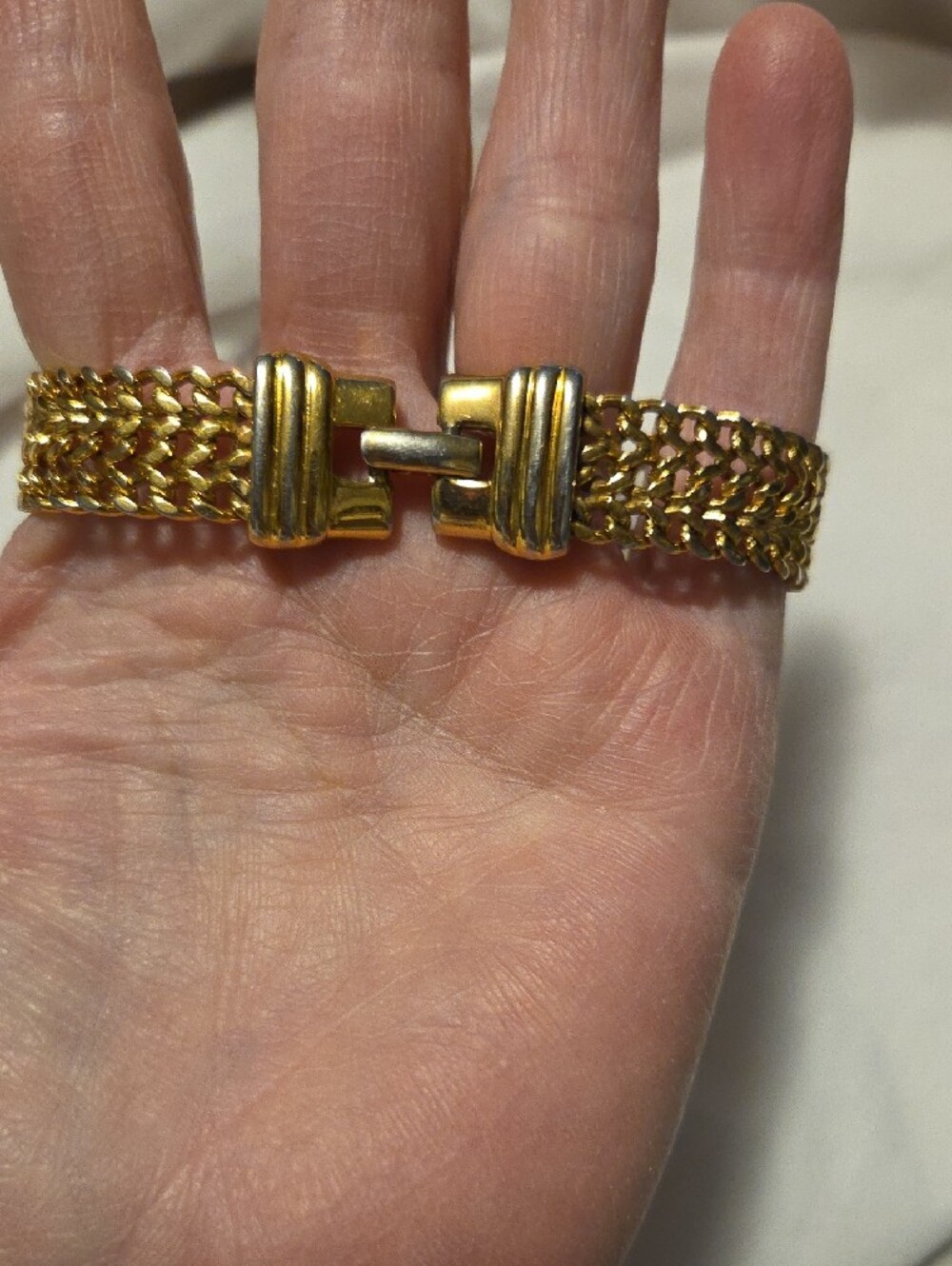 Vintage Monet Gold Toned Multi-Row Mesh Bracelet - Picture 2 of 6